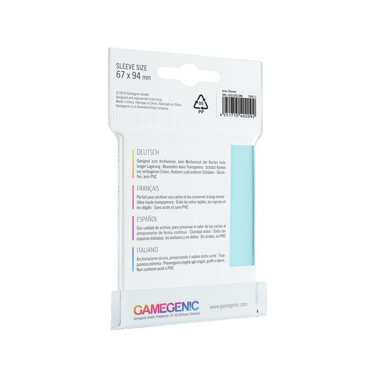 100 Card Sleeves - Gamegenic - Standard Soft Sleeves