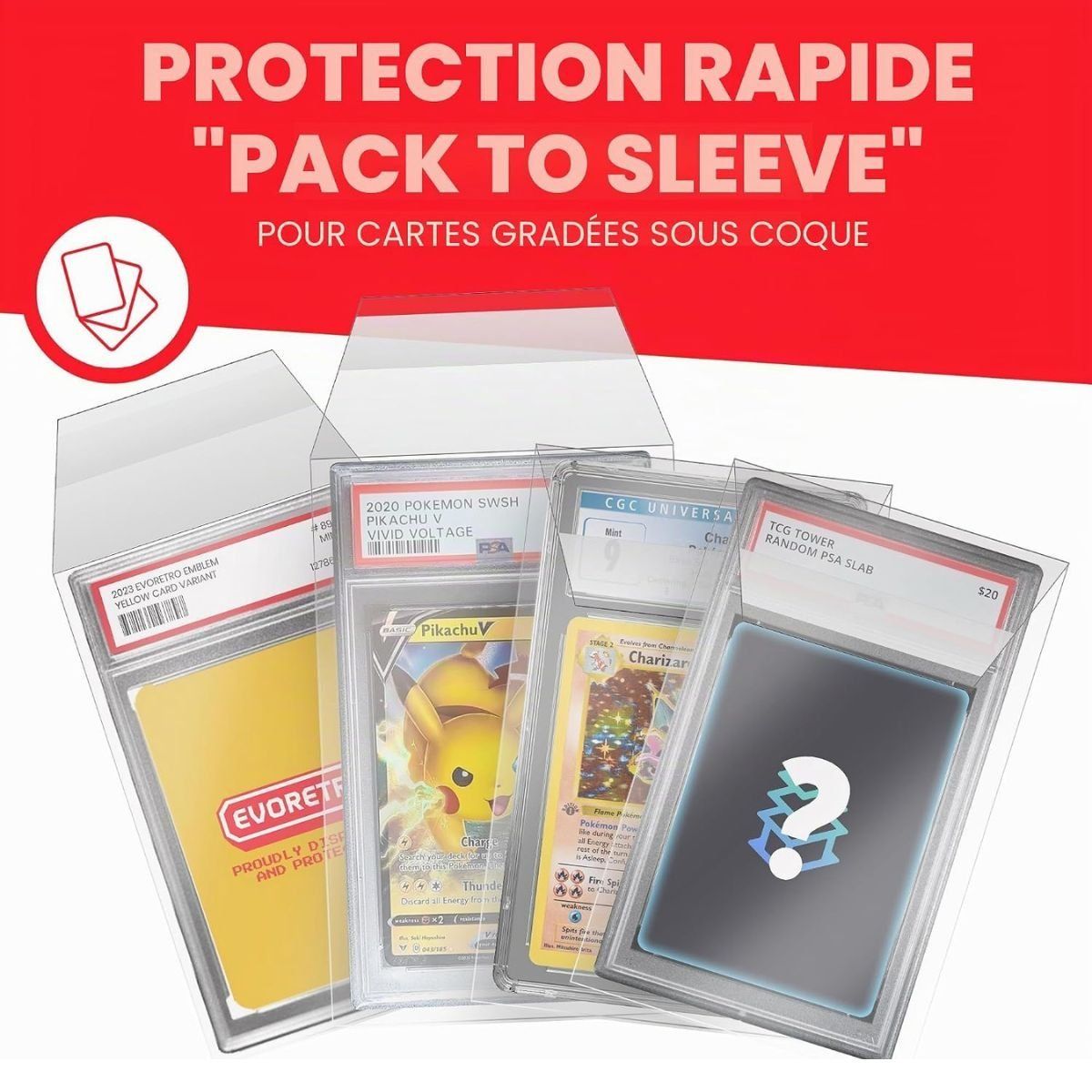 Evoretro - 100 Protective Sleeves - PSA Graded Cards