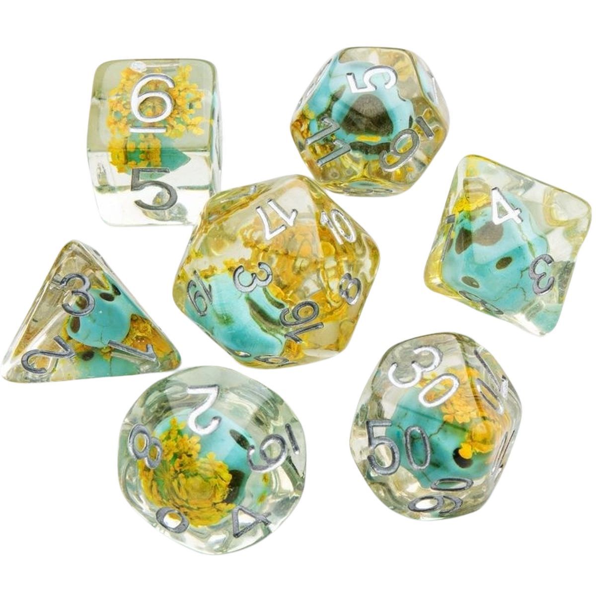 Gamegenic - Embraced Series -Green Skull- Set of 7 RPG Dice