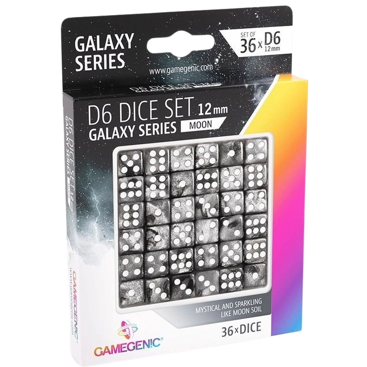 Gamegenic - Galaxy Series -Moon- Set of 36 Dice of 6 - 12mm