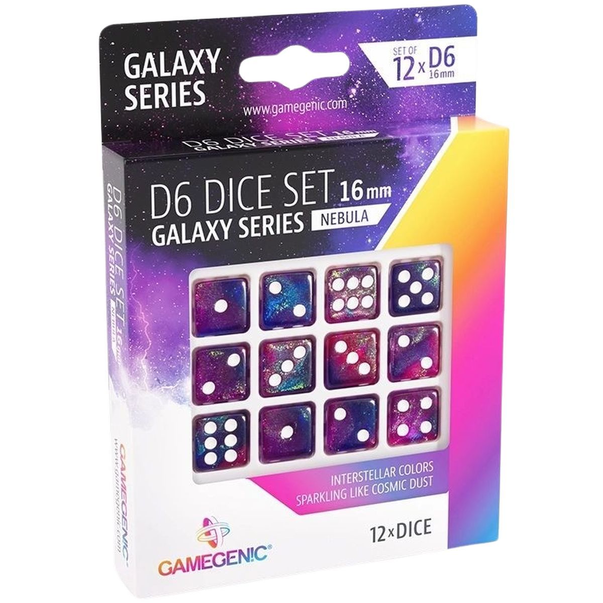 Gamegenic - Galaxy Series -Nebula- Set of 12 Dice of 6 - 16mm