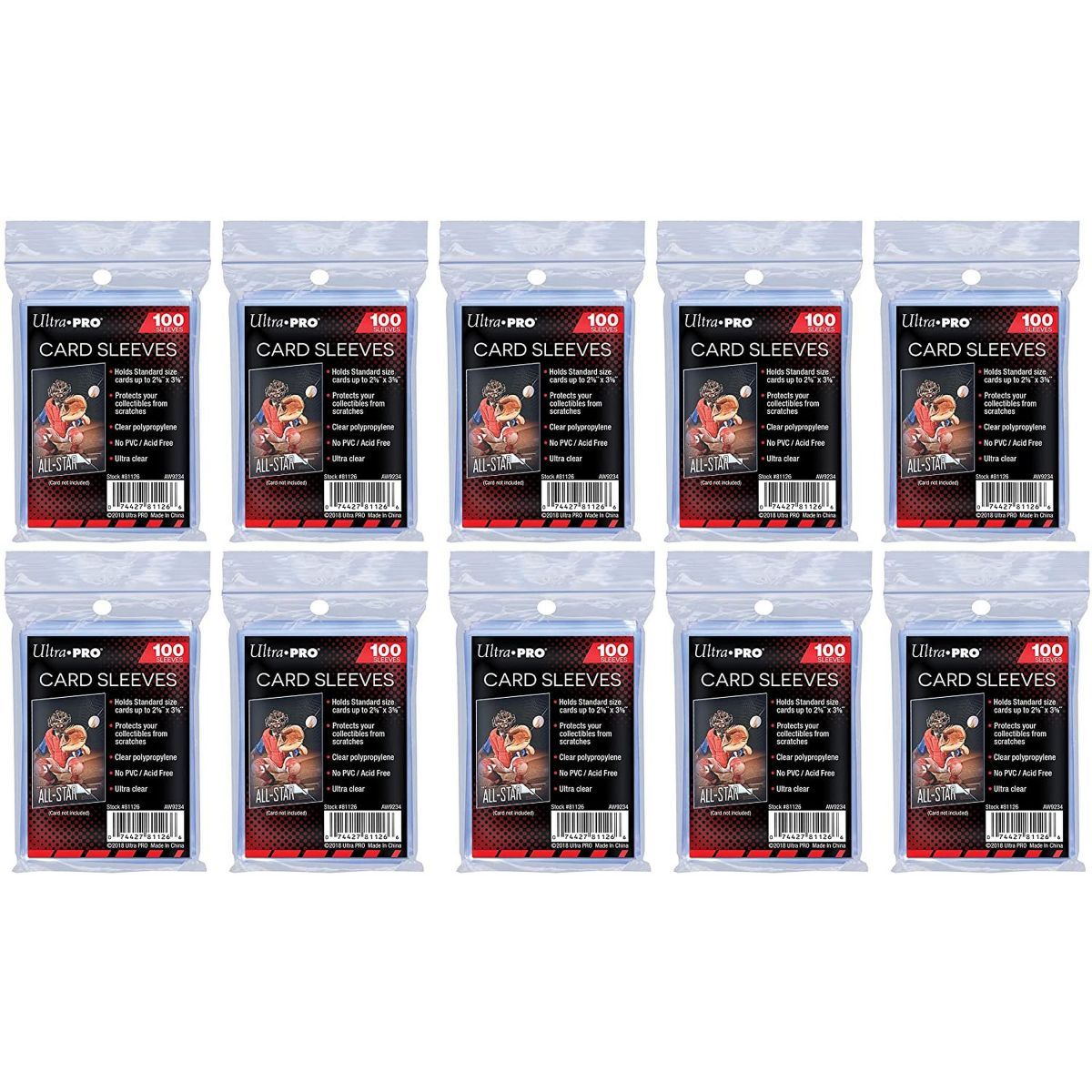 Item Lot of 10 packs of Card Sleeves - Ultra Pro - Standard Soft Transparent