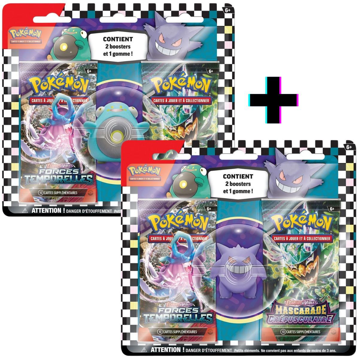 Item Set of 2 Back to School Eraser Blisters Gengar & Ampibidou - FR - Pokémon