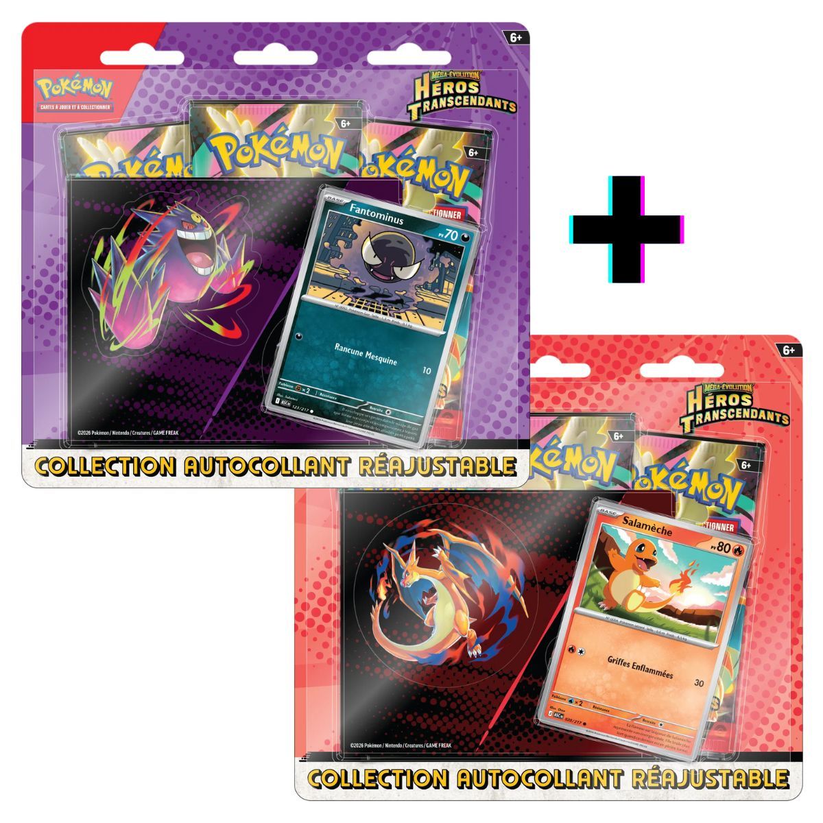 Item 2-Pack Gastly/Charmander Tripack - [ME2.5] Transcendent Heroes - Re-sealable Sticker Collection - FR - Pokémon