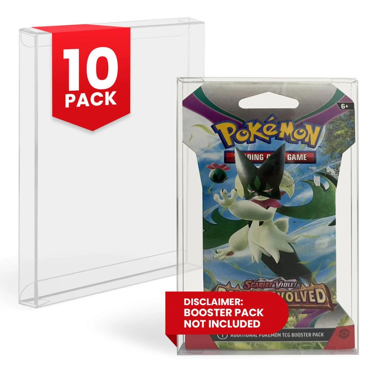 Pack of 10 - PET protectors for Pokémon booster packs - Evoretro